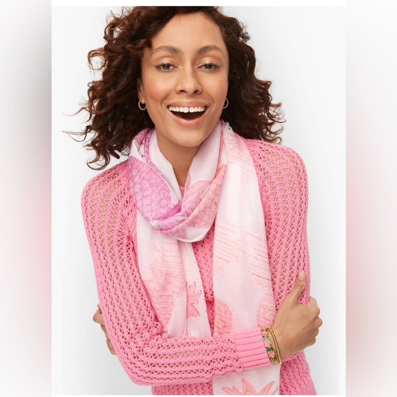 Talbots Accessories - NWT Talbots Pineapple Jacquard Ombre Oblong Cotton Poly Blend Scarf